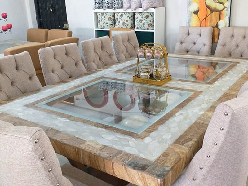 Mesa Comedor Marmol Marron Claro MX
