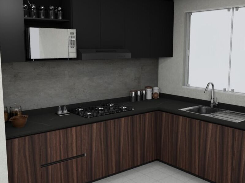 Diseño Cocina Madera Roble Marmol Ags