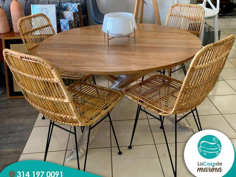 Mesa Comedor Madera Redondo Manzanillo