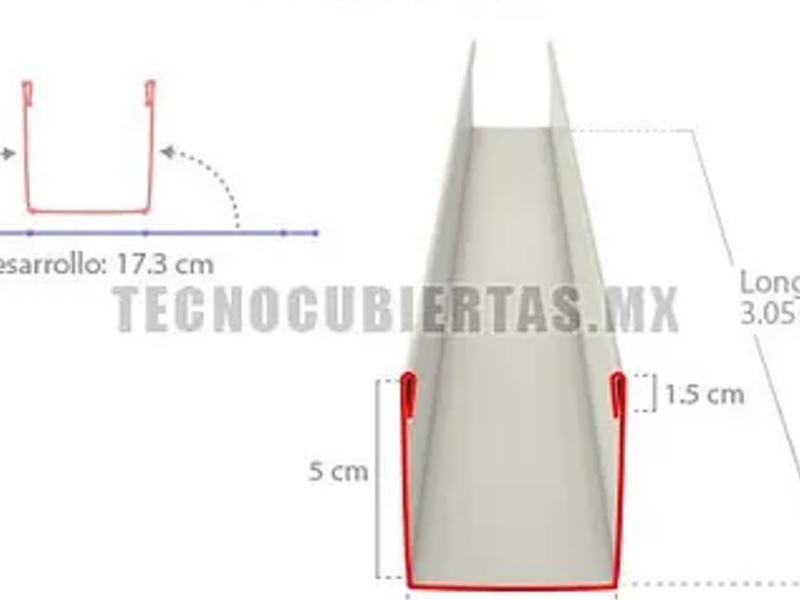 Canal en U para terminado de techo México