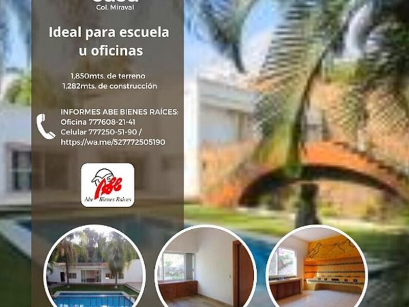 VENTA O RENTA DE CASA MIRAVAL MEXICO