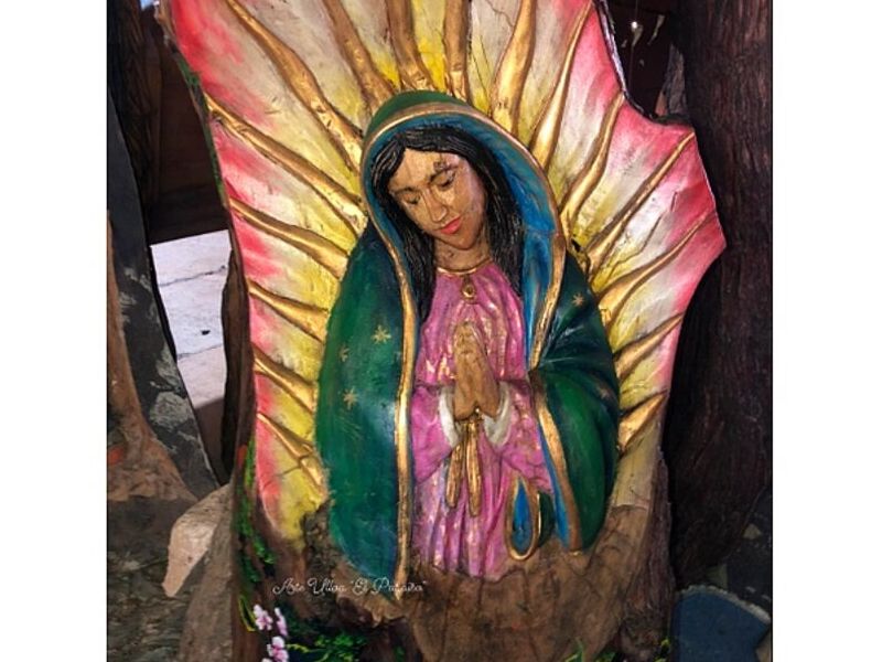 VIRGEN DE GUADALUPE TALLADA EN MADERA MEXICO