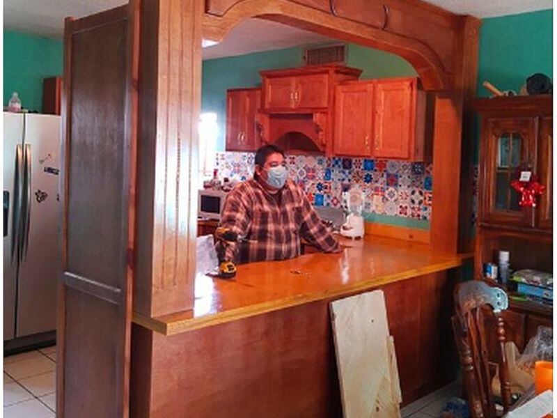 Cocina con cubierta de madera solida Mexico