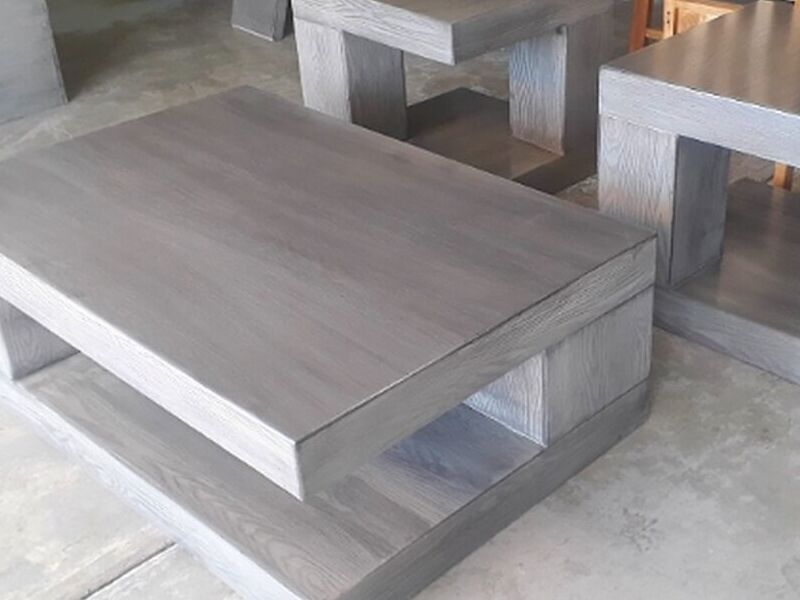 Mesa centro sala gris madera