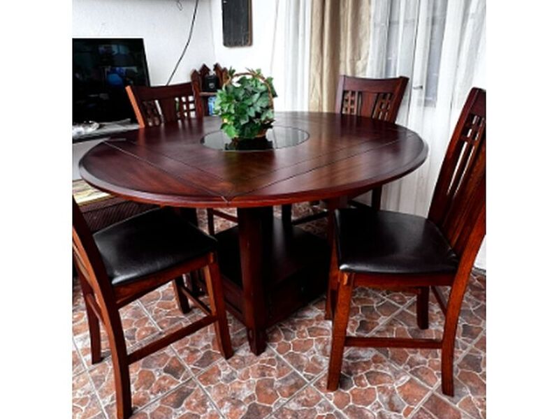 Comedor redondo madera chocolate