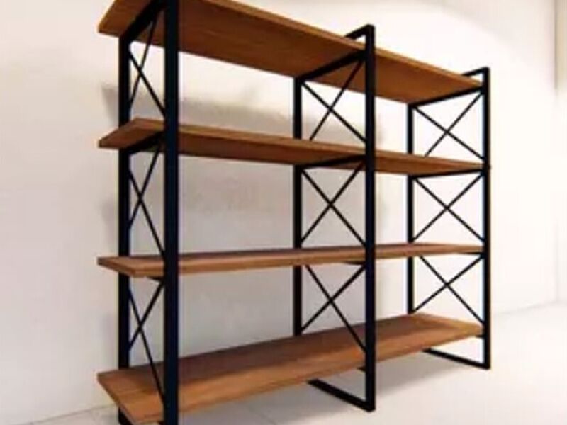 Librero Industrial, Herrería Y Madera 4 Mexico