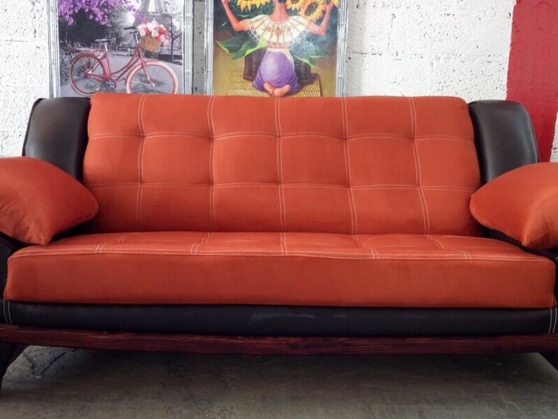 Sillón Sala 3 Personas Naranja Negro Morelos