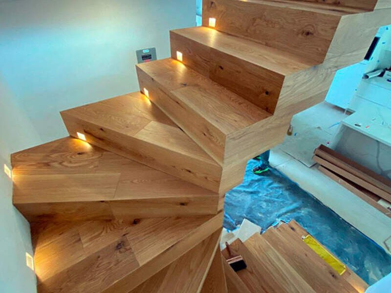 Instalación de Escaleras de Madera White Oak